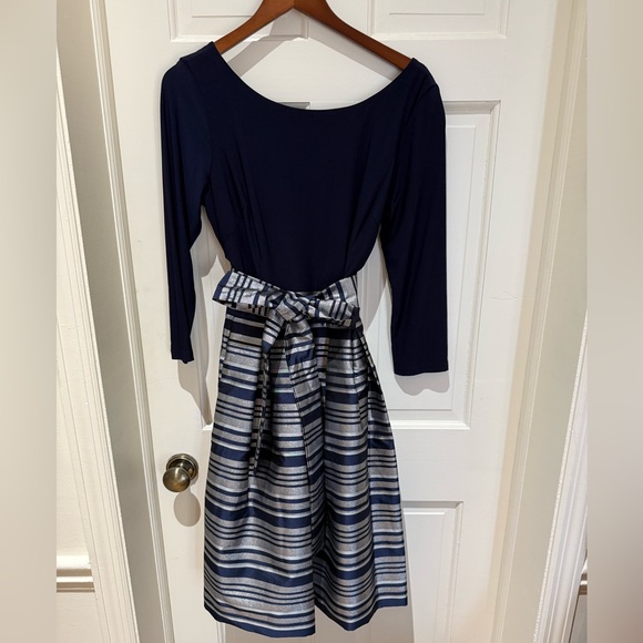 Jessica Howard Navy and Silver Fit & Flare Dress - Picture 3 of 8